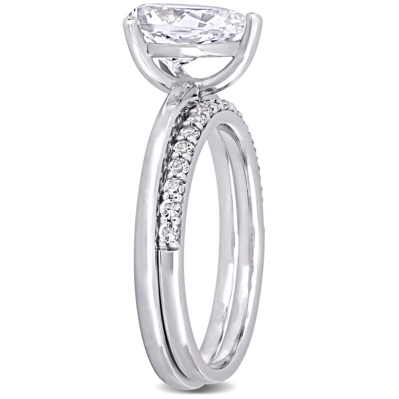 Pear-Cut 3ctw. Created White Sapphire Bridal Set in 10k White Gold image number null