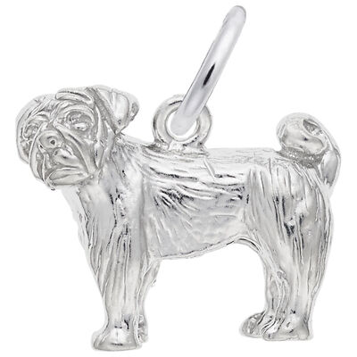 Pug Charm in Sterling Silver