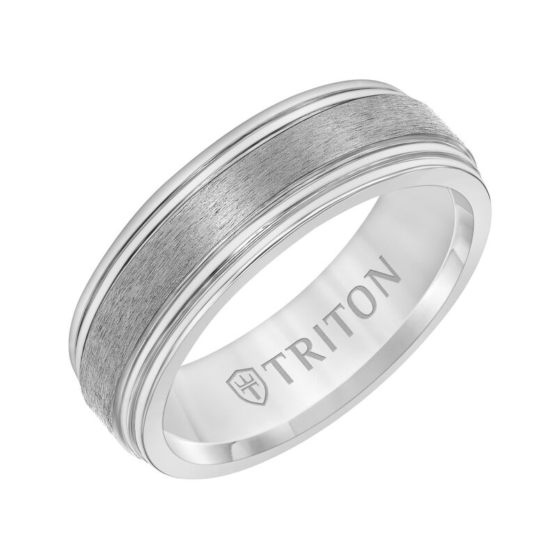 Triton Tantalum Brush Finish Center and Round Edge 7mm Wedding Band  image number null