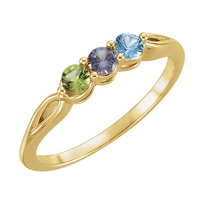 3-Stone Family Ring in 14k Yellow Gold