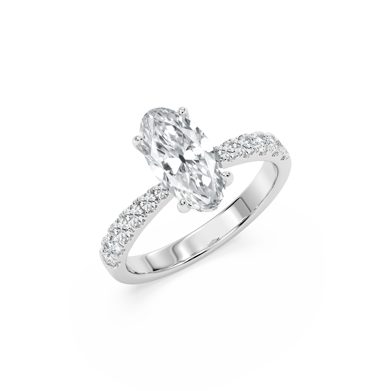 Moval Lab Grown Diamond 2 1/2ctw. Engagement Ring with Diamond Pinched Band in 14k White Gold image number null