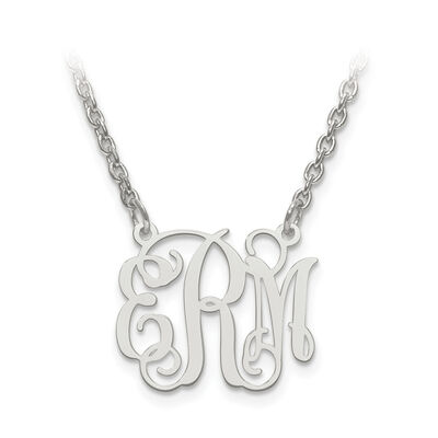 Laser High Polished 15.8x18.5 Monogram Plate in Sterling Silver (up to 3 letters)