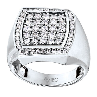 IBGoodman Men's Diamond Cluster Fashion Ring in 10k White Gold