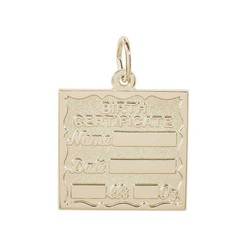 Birth Certificate 14K Yellow Gold Charm image number null