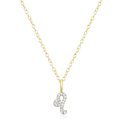 Lab Grown Diamond Leo Constellation Pendant Necklace in 14k Yellow Gold Plated Sterling Silver