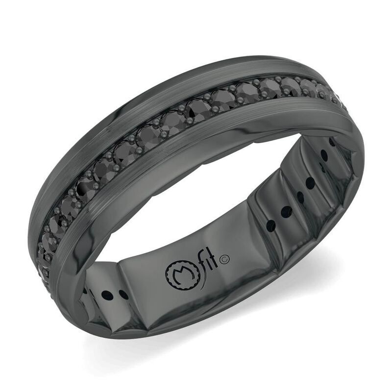 Men's MFIT 1/2ctw. Black Diamond Band in 10k White Gold with Black Rhodium image number null