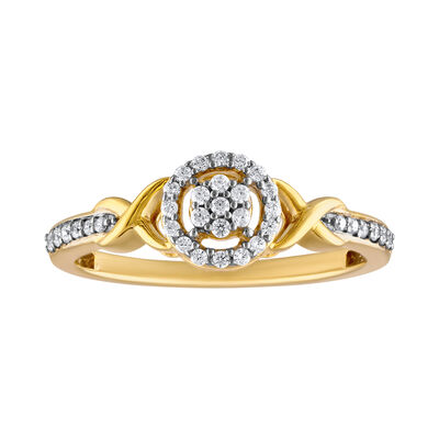 Diamond 1/5ctw. Cluster Halo Ring in 10k Yellow Gold