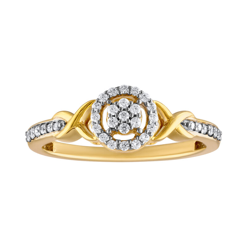 Diamond 1/5ctw. Cluster Halo Ring in 10k Yellow Gold image number null