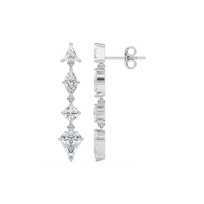 Lab Grown Diamond 3ctw. Multi Stone Dangle Earrings in 10k White Gold image number null