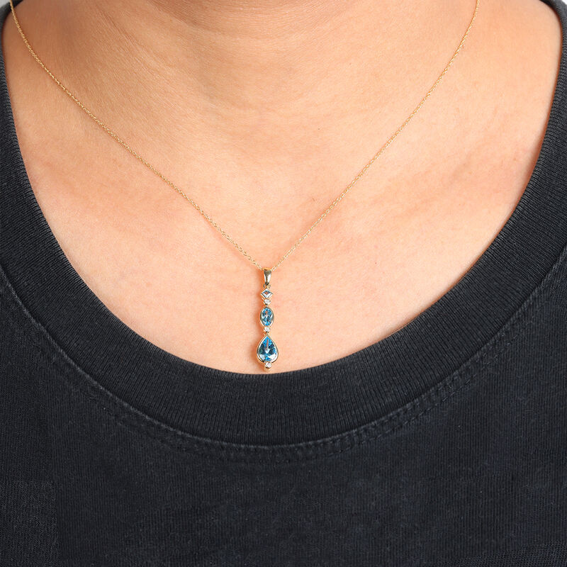 Blue Topaz Multi-Stone Drop Pendant in 10k Yellow Gold image number null