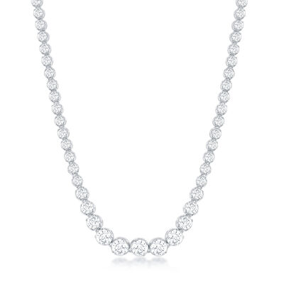 Graduating CZ Tennis Necklace in Sterling Silver