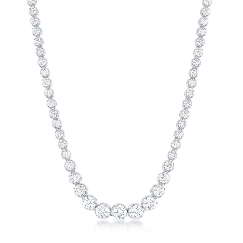 Graduating CZ Tennis Necklace in Sterling Silver  image number null