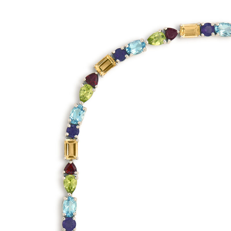 Genuine Multi-Stone Amethyst-Citrine-Blue Topaz-Garnet-Peridot Bracelet image number null
