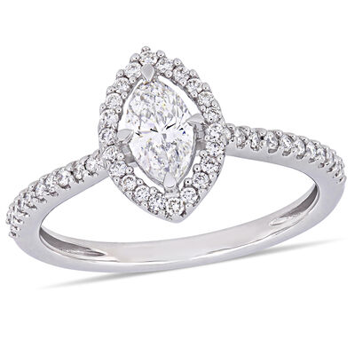 Marquise Diamond & Floating Halo 3/4ctw. Engagement Ring in 14k White Gold