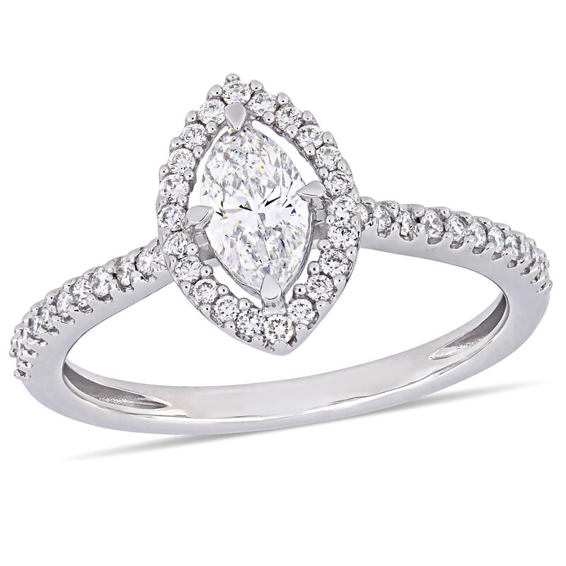 Marquise Diamond & Floating Halo 3/4ctw. Engagement Ring in 14k White Gold image number null