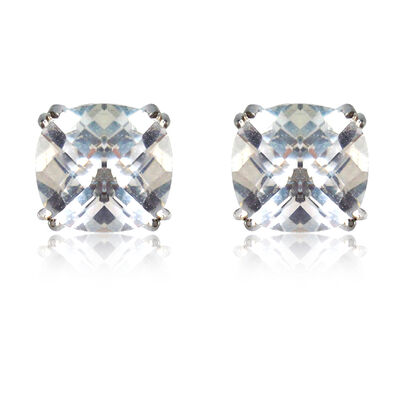 Created White Sapphire Cushion-Cut Stud Earrings in Sterling Silver