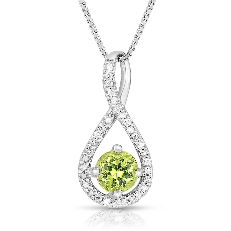 Peridot & Diamond Infinity Drop Pendant in Sterling Silver image number null