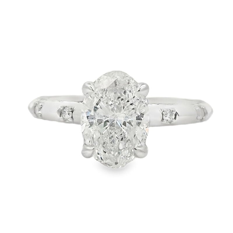 Oval Diamond 2 2/5ctw. Knife Edge Side Accent Engagement Ring in 14k White Gold image number null