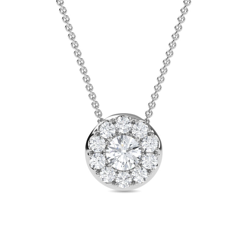 Brilliant-Cut 1 1/4ctw. Lab Grown Diamond Halo Pendant in 14k White Gold image number null