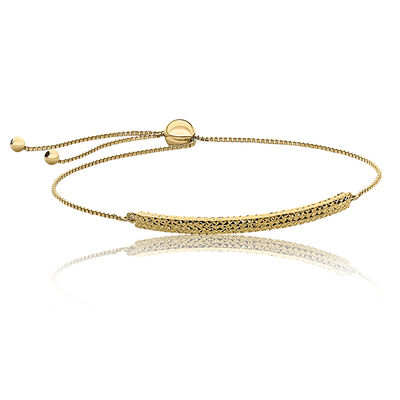 Bar Etched Bolo Bracelet in 14k Yellow Gold