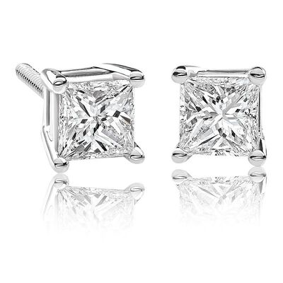 Princess-Cut 1/4ctw. Diamond Solitaire Earrings in 14k White Gold