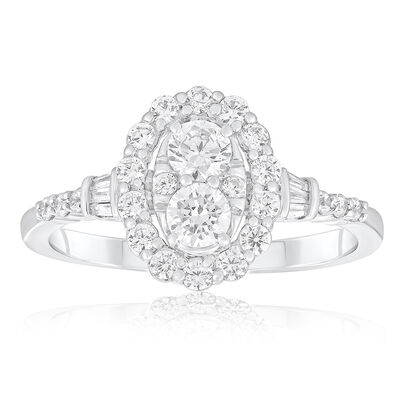 Brilliant-Cut 3/8ctw. Diamond Composite Accent Engagement Ring in 10k White Gold