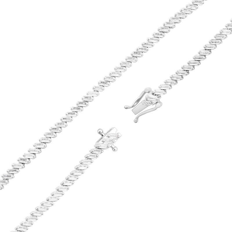 Lab Grown Baguette-Cut 2.80ctw. Diamond Tennis Bracelet in 10k White Gold image number null