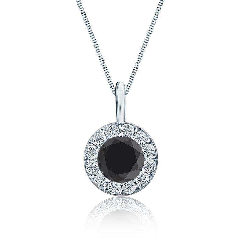 Black & White Diamond 1 1/2ct. t.w. Halo Pendant in 14k White Gold image number null