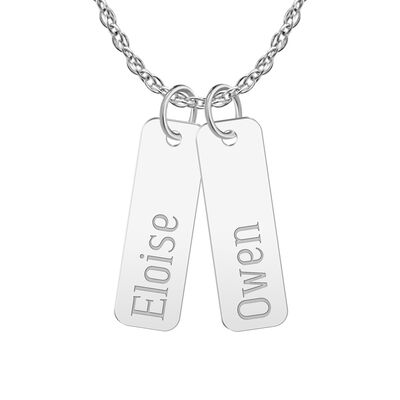 Set of 2 Engravable Name Tag Pendants in 10k White Gold