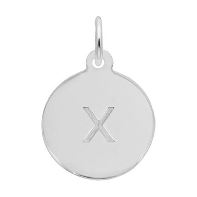 Lower Case Block X Initial Charm in Sterling Silver