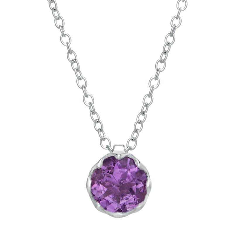 Round Amethyst Gemstone Pendant in Sterling Silver image number null
