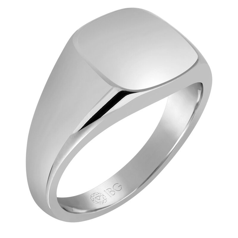 Cushion Satin Top Signet Ring 12x12mm in 14k White Gold  image number null
