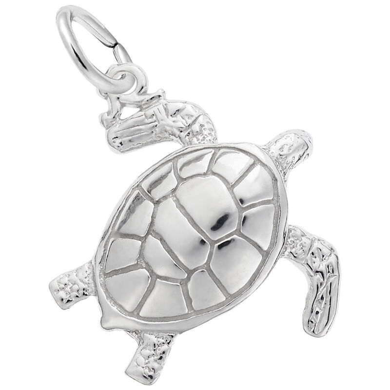 Sea Turtle Charm in 14K White Gold image number null