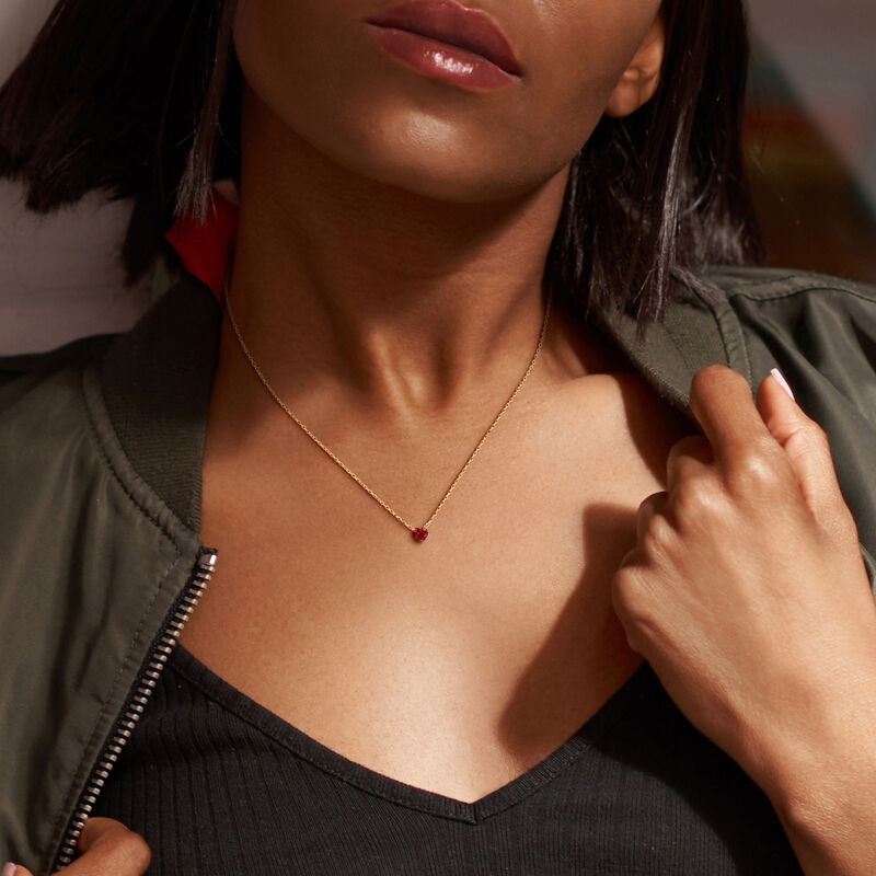 Garnet Heart Necklace in Gold Plated image number null