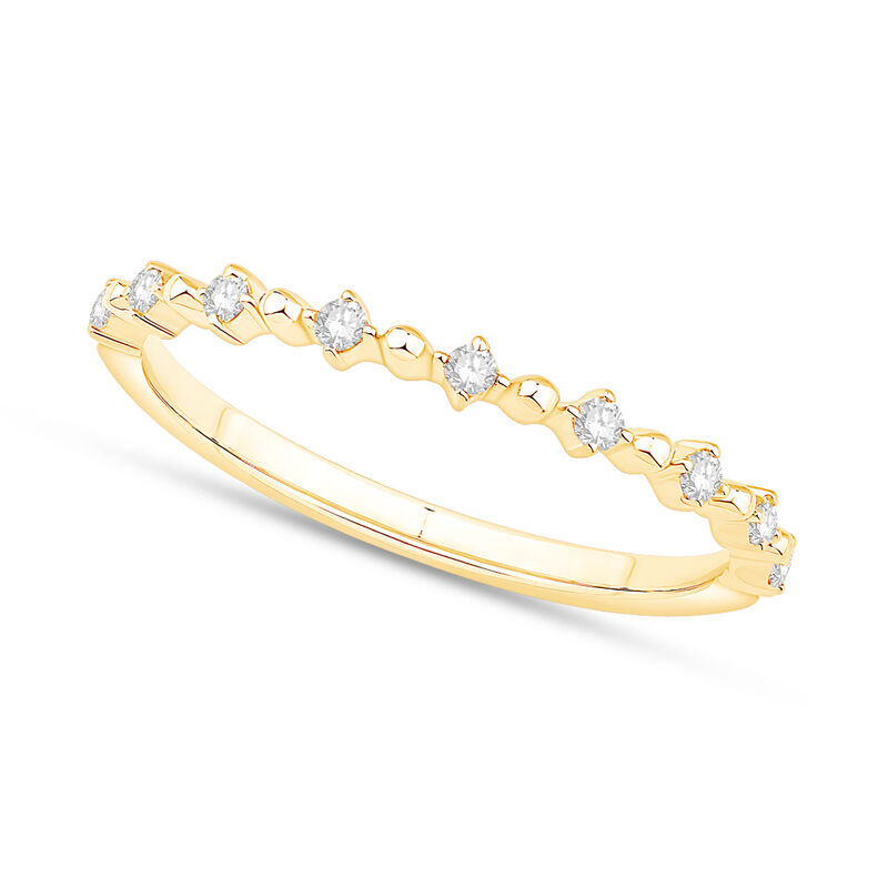 Brilliant-Cut .10ctw. Diamond 9 Stone Beaded Distance Band in 10k Yellow Gold image number null
