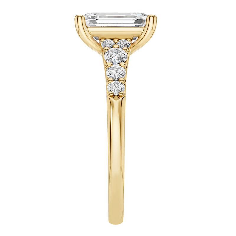 Radiant Lab Grown Diamond 3 1/3ctw. Tapered Diamond Shank Engagement Ring in 14k Yellow Gold image number null