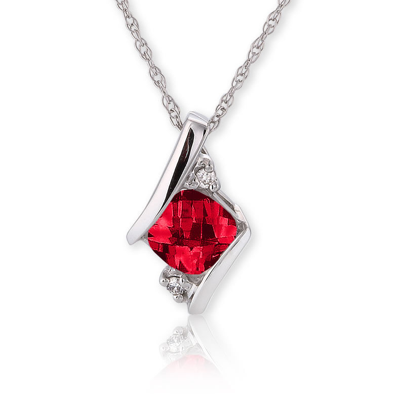 Created Ruby & Diamond Pendant 10k White Gold image number null