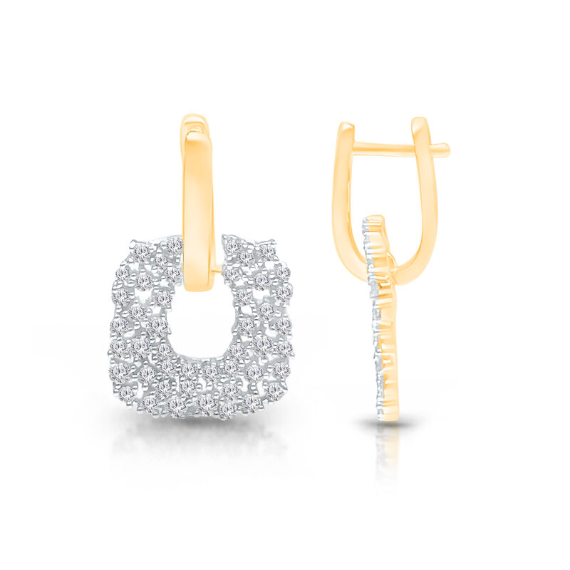 Diamond Link 1.05 ctw Dangle Earrings in 14K Yellow Gold image number null