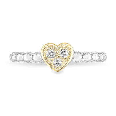 Diamond Heart Cluster Promise Ring in 10k White & Yellow Gold