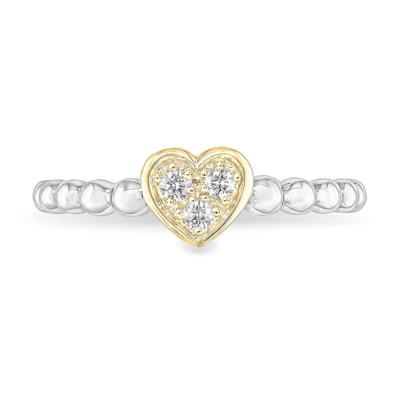 Diamond Heart Cluster Promise Ring in 10k White & Yellow Gold image number null