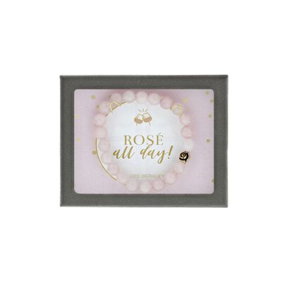 "Rose All Day" Rose Quartz Bracelet in Sterling Silver & Gold Plate