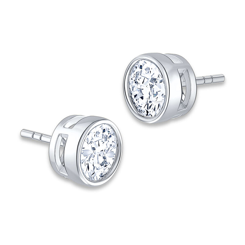 Brilliant-Cut Lab Grown 2ctw. GH SI1 Diamond Bezel Stud Earrings in 14k White Gold image number null