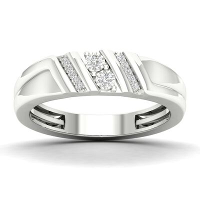 Men's 1/10ctw. Diamond & 10k White Gold Wedding Ring