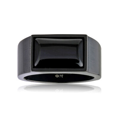 Men's Black Agate 13mm Ring in Stainless Steel & Black IP