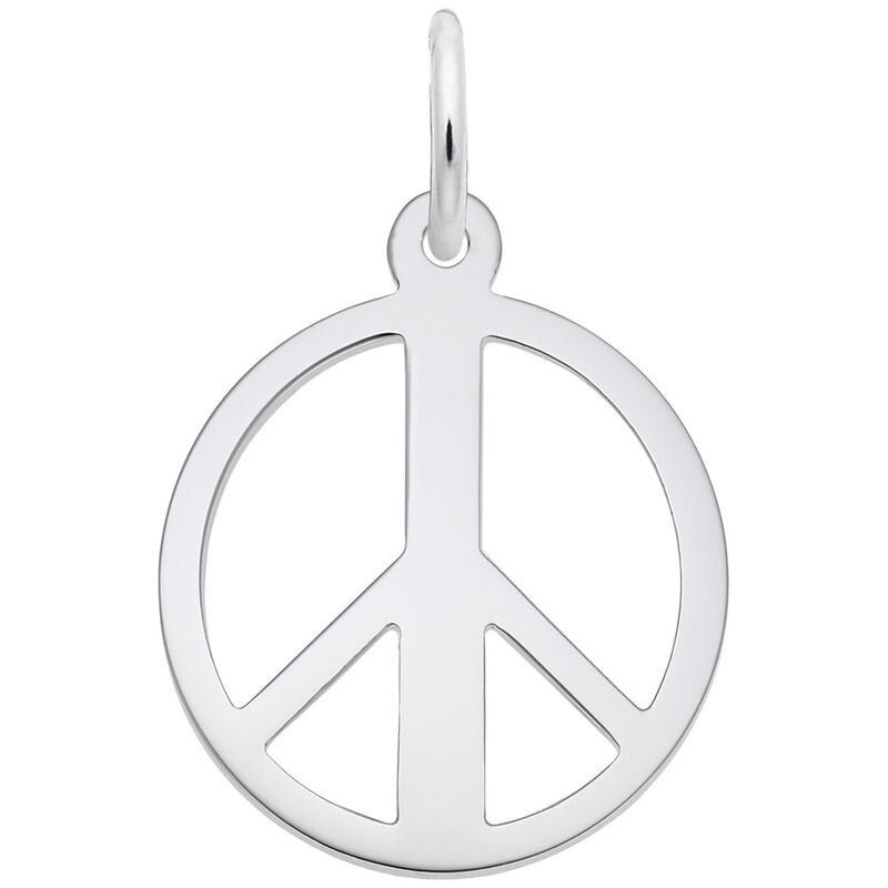 Peace Symbol Charm in 14K White Gold image number null