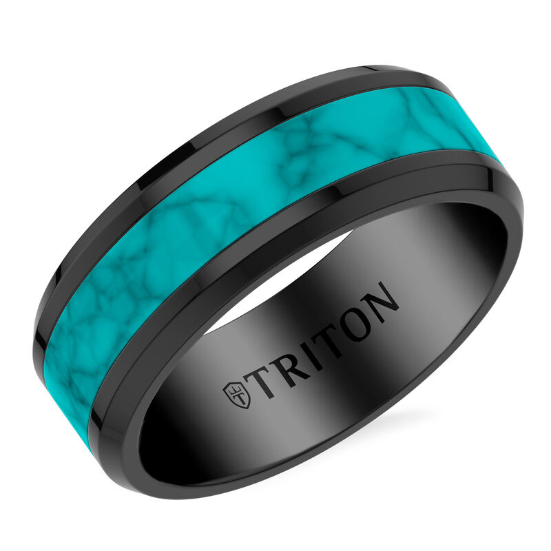 Turquoise Inlay Tungsten Band (8mm) image number null