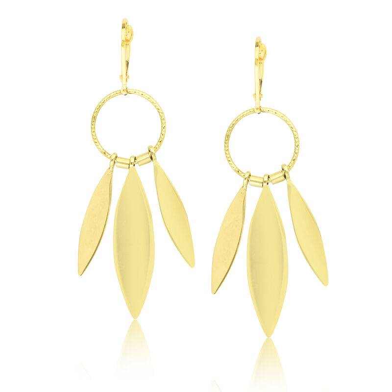 Marquise Dangle  Earrings with Light Lever Back in 14K Yellow Gold image number null