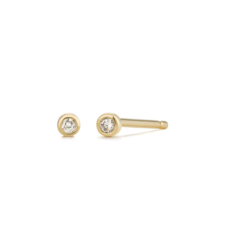 Diamond Bezel Studs in 14k Yellow Gold image number null