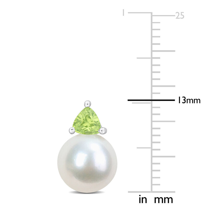 Peridot & Freshwater Cultured Pearl Stud Earrings in 10k White Gold image number null