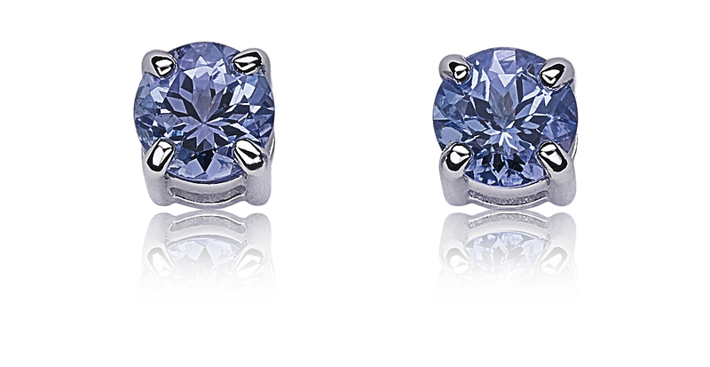 Tanzanite Round 4-Prong Stud Earrings in White Gold image number null